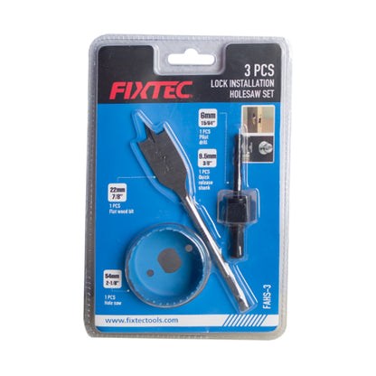 Fixtec Lock Installation Hole Saw Set 2-1/8in with Arbor FAHS-3